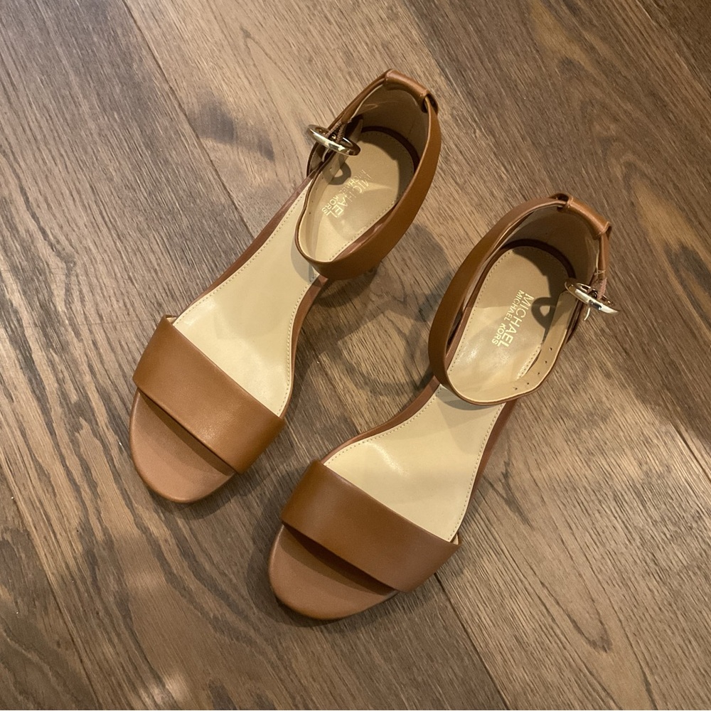 Michael Kors, cognac open-toe heels, sz 7